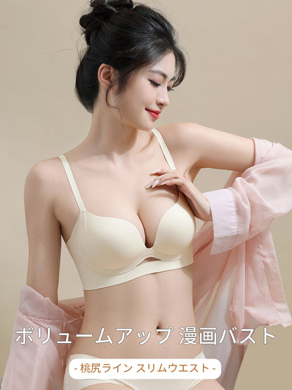 TIRASS 小胸盛れるノンワイヤーブラジャー 育乳・補正 谷間盛れ レース 山盛り S〜2XL