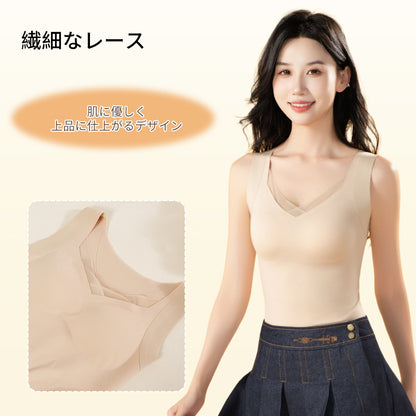 TIRASS カップ付きインナー ノンワイヤー B〜Dカップ 秋冬 M-3XL | 肌色・茶色・黒色