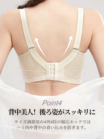 ブラジャー 大きいサイズ ブラ ノンワイヤー 胸を小さく見せるブラ 着痩せ効果 フルカップブラ 小さく見せる 脇高 補正下着 脇高設計 ブラジャー フルカップ レース 背中 スッキリ レース ワイヤレス ブラ 脇肉防止 薄い 通気  b75~g100