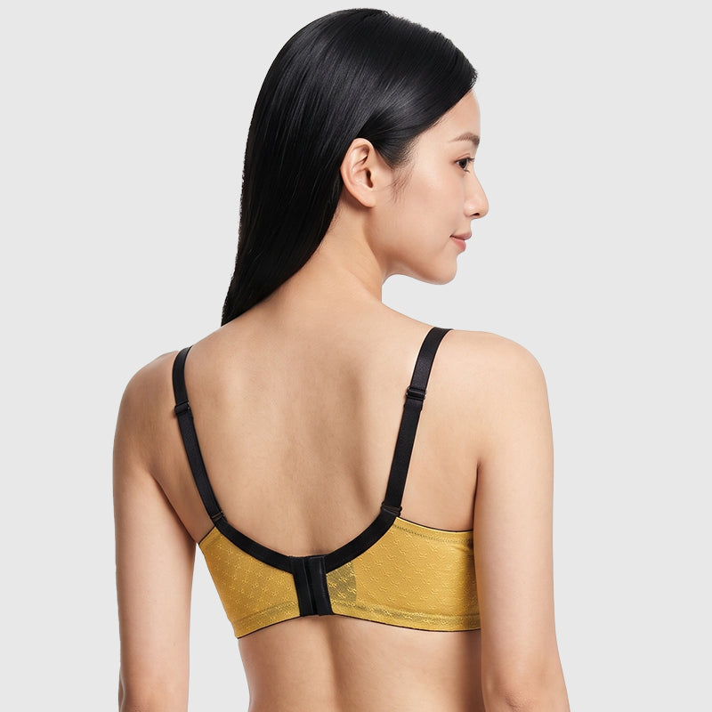 TIRASS ソフトワイヤーブラ 3/4カップ 薄型 胸を小さく見せる レース 脇高 4列3ホック レディース S-XL