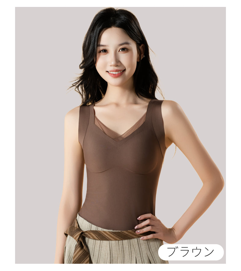 TIRASS カップ付きインナー ノンワイヤー B〜Dカップ 秋冬 M-3XL | 肌色・茶色・黒色