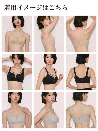 TIRASS シームレスブラジャー ノンワイヤー 脇高設計 胸を小さく見せる 薄手 通気性 垂れ防止 M〜2XL
