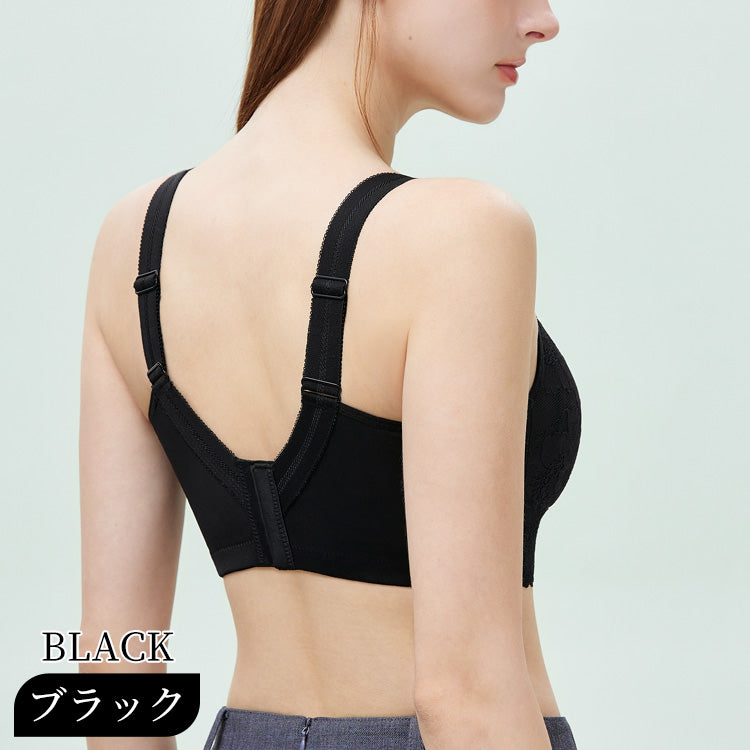 TIRASS ノンワイヤーブラジャー レース｜脇高 小さく見せる 背中すっきり 大きいサイズ B〜E 75-95