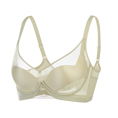 TIRASS Vネックメッシュブラ ワイヤ入り 軽薄 通気性 ノンパッド 大きいサイズ B/Cカップ 75-90