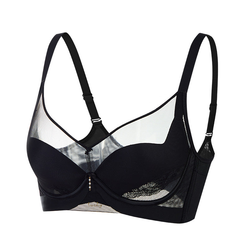 TIRASS Vネックメッシュブラ ワイヤ入り 軽薄 通気性 ノンパッド 大きいサイズ B/Cカップ 75-90
