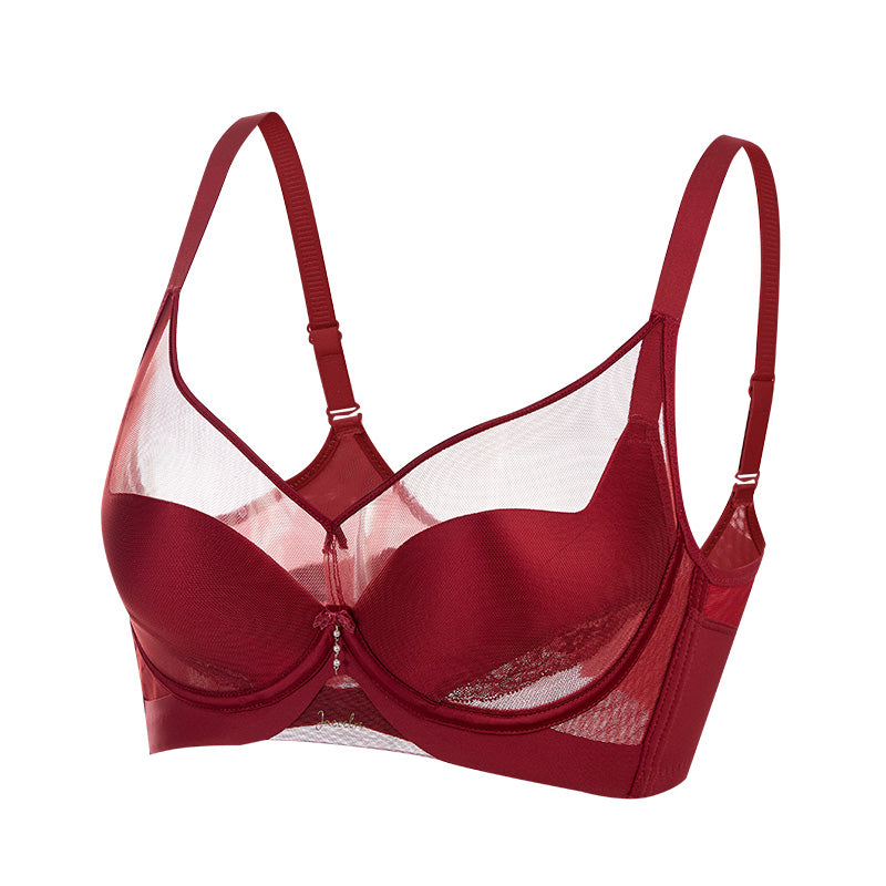 TIRASS Vネックメッシュブラ ワイヤ入り 軽薄 通気性 ノンパッド 大きいサイズ B/Cカップ 75-90