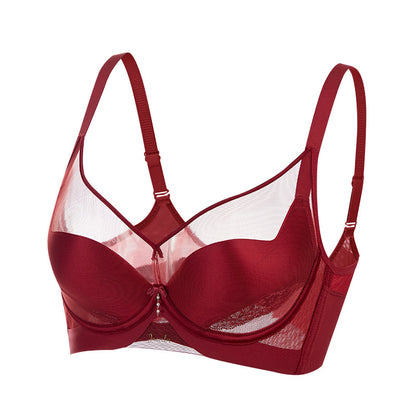 TIRASS Vネックメッシュブラ ワイヤ入り 軽薄 通気性 ノンパッド 大きいサイズ B/Cカップ 75-90