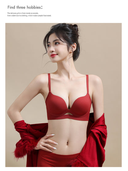 TIRASS 小胸盛れるノンワイヤーブラジャー 育乳・補正 谷間盛れ レース 山盛り S〜2XL