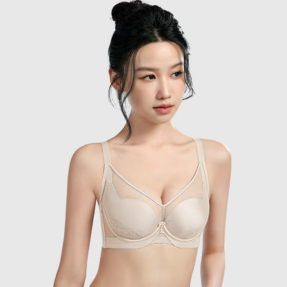 TIRASS Vネックメッシュブラ ワイヤ入り 軽薄 通気性 ノンパッド 大きいサイズ B/Cカップ 75-90