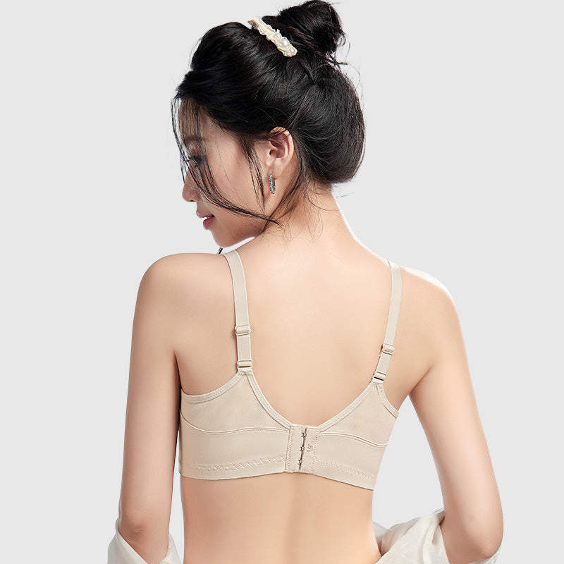 TIRASS Vネックメッシュブラ ワイヤ入り 軽薄 通気性 ノンパッド 大きいサイズ B/Cカップ 75-90