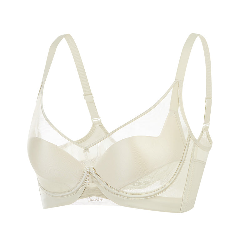 TIRASS Vネックメッシュブラ ワイヤ入り 軽薄 通気性 ノンパッド 大きいサイズ B/Cカップ 75-90