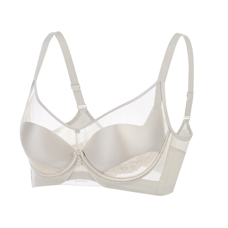 TIRASS Vネックメッシュブラ ワイヤ入り 軽薄 通気性 ノンパッド 大きいサイズ B/Cカップ 75-90