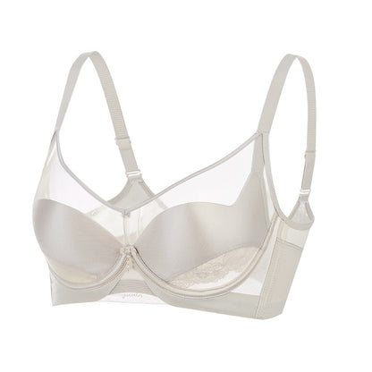 TIRASS Vネックメッシュブラ ワイヤ入り 軽薄 通気性 ノンパッド 大きいサイズ B/Cカップ 75-90
