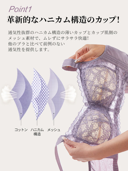 ブラジャー 大きいサイズ ブラ ノンワイヤー 胸を小さく見せるブラ 着痩せ効果 フルカップブラ 小さく見せる 脇高 補正下着 脇高設計 ブラジャー フルカップ レース 背中 スッキリ レース ワイヤレス ブラ 脇肉防止 薄い 通気  b75~g100