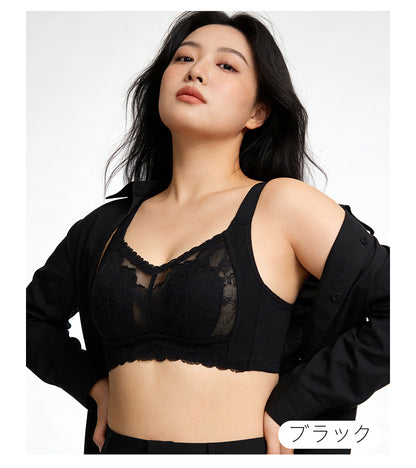 TIRASS 脇高ブラ ノンワイヤーブラジャー レース 補正ブラ 小さく見せる 脇肉カバー 離れ胸・垂れ防止 通気性 B75〜F95
