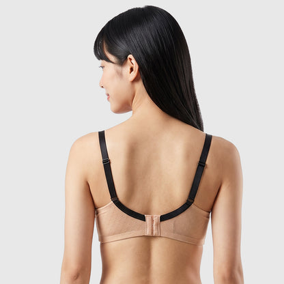 TIRASS ソフトワイヤーブラ 3/4カップ 薄型 胸を小さく見せる レース 脇高 4列3ホック レディース S-XL
