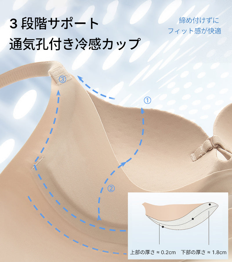 TIRASS 涼感ノンワイヤー盛れブラジャー 小胸谷間盛れ シームレス 寄せ上げ 夏用 B70〜B85