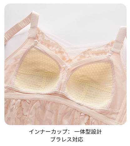 TIRASS カップ付きキャミソール レースブラ ノンワイヤー 脇高 大きいサイズ対応 夏用インナー