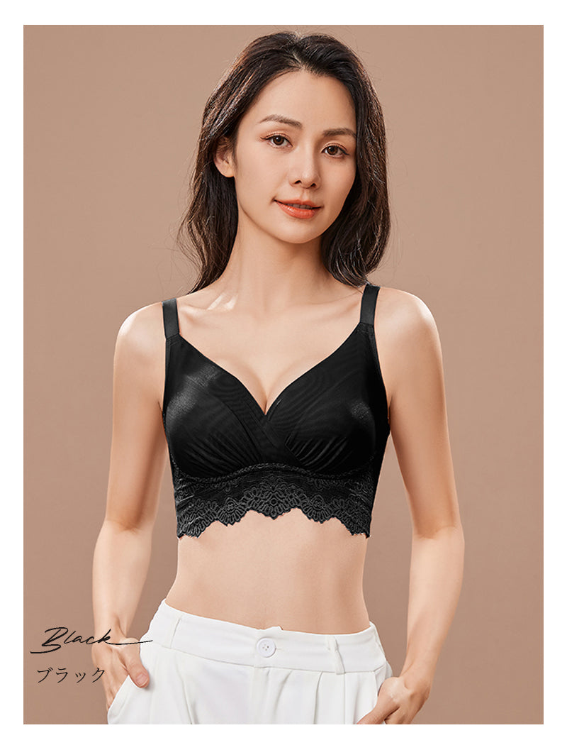 TIRASS ナイトブラ 昼夜兼用｜ノンワイヤー 脇高 レースブラ 授乳ブラ 24時間快適 S～2XL