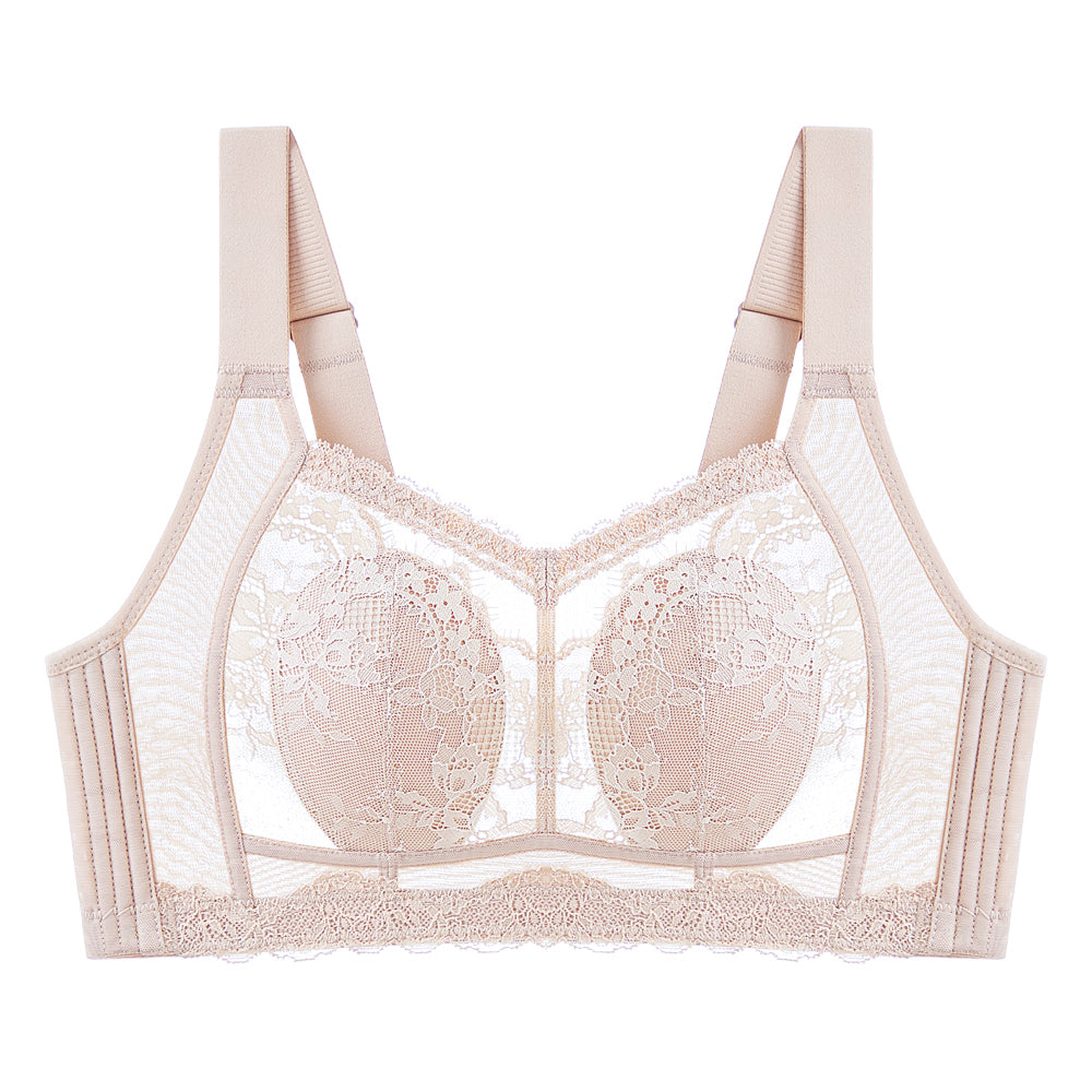 TIRASS 脇高ブラ ノンワイヤーブラジャー レース 補正ブラ 小さく見せる 脇肉カバー 離れ胸・垂れ防止 通気性 B75〜E95